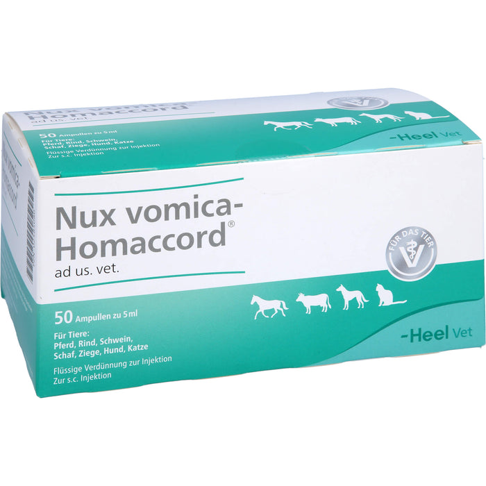 Nux vomica-Homaccord ad us.vet. flüssige Verdünnung für Pferd, Rind , Schwein, Ziege, Hund und Katze, 50 St. Ampullen