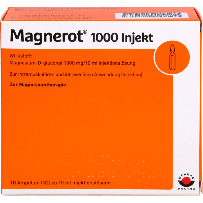 Magnerot 1000 Injekt zur intramuskulären und intravenösen Anwendung, 10 ml Lösung