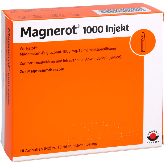 Magnerot 1000 Injekt zur intramuskulären und intravenösen Anwendung, 10 ml Lösung