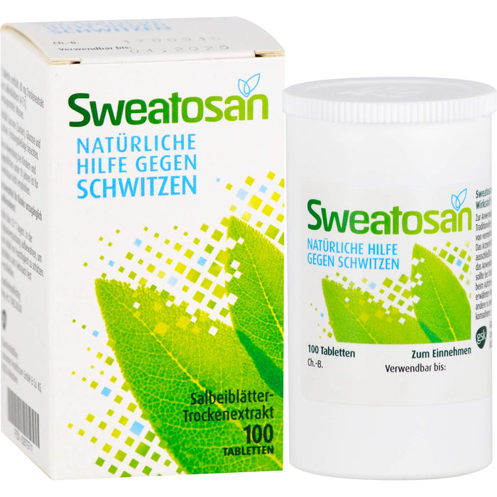 Sweatosan Tabletten natürliche Hilfe gegen Schwitzen, 100 St. Tabletten