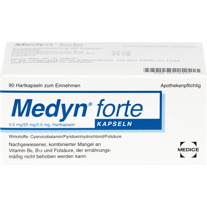 Medyn forte Kapseln bei nachgewiesener, kombinierter Mangel an B6, B12 und Folsäure, 90 St. Kapseln