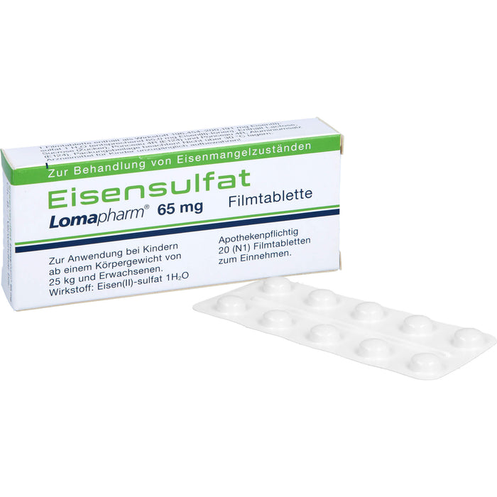 Eisensulfat Lomapharm 65 mg Filmtabletten, 20 St. Tabletten