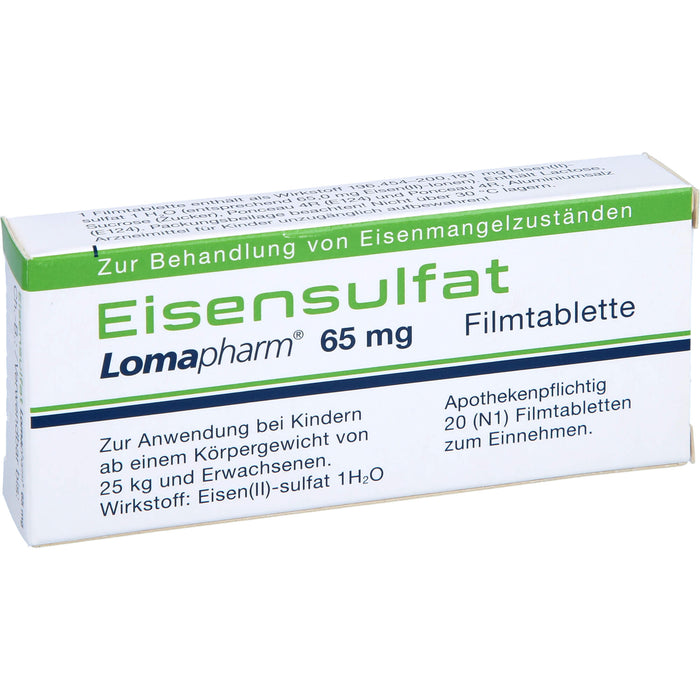 Eisensulfat Lomapharm 65 mg Filmtabletten, 20 St. Tabletten