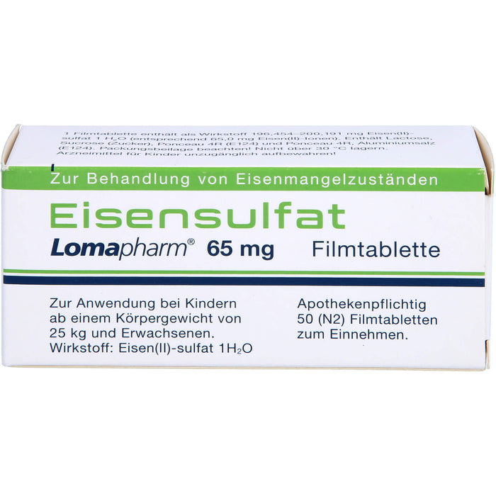 Eisensulfat Lomapharm 65 mg Filmtabletten, 50 St. Tabletten
