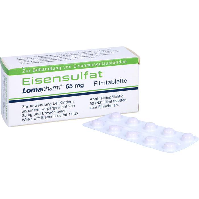 Eisensulfat Lomapharm 65 mg Filmtabletten, 50 St. Tabletten