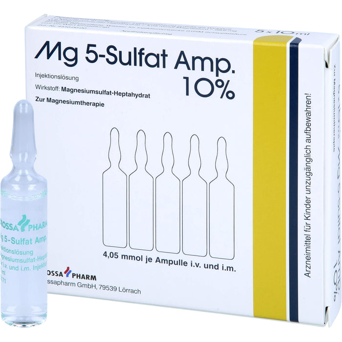 Mg 5-Sulfat Amp. 10% Injektionslösung zur Magnesiumtherapie, 5 St. Ampullen