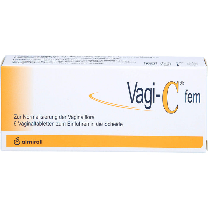 Vagi-C fem Vaginaltabletten zur Normalisierung der Scheidenflora, 6 St. Tabletten