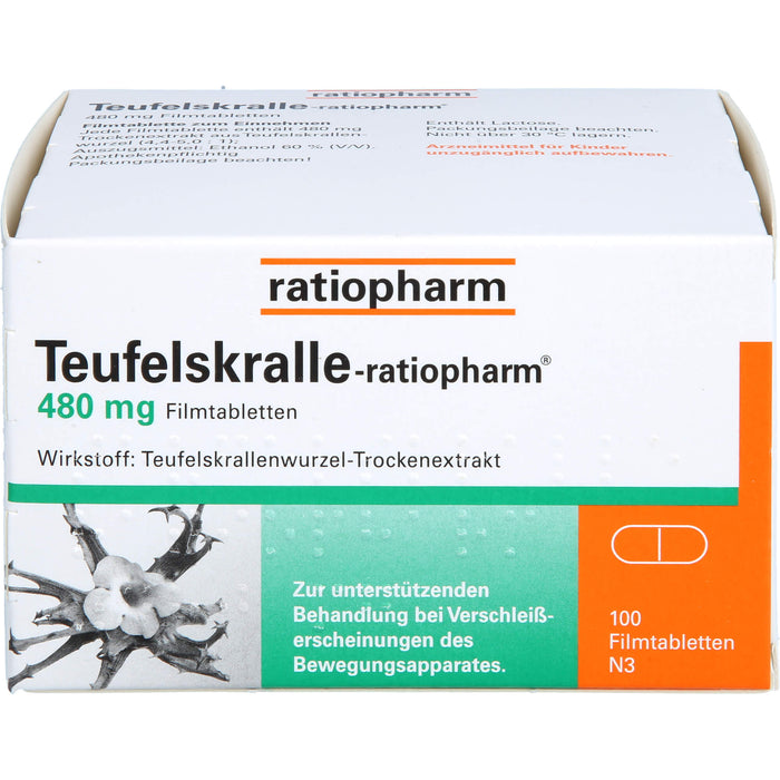 Teufelskralle-ratiopharm Filmtabletten bei Verschleißerscheinungen des Bewegungsapparates, 100 St. Tabletten