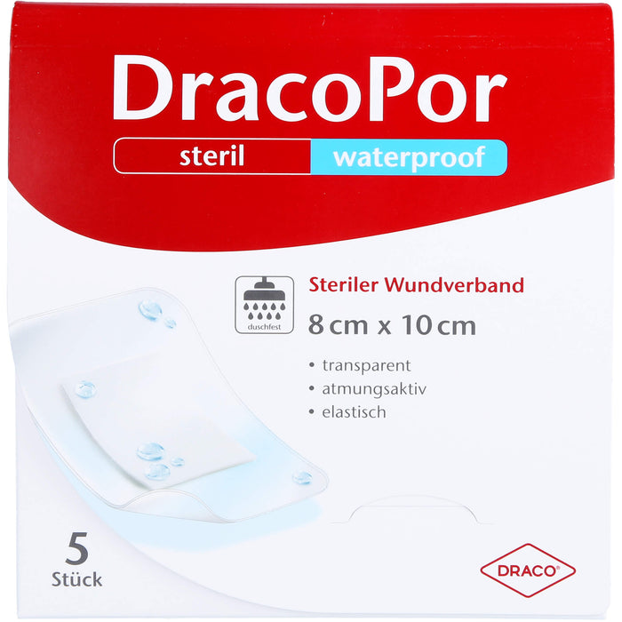 DracoPor steriler Wundverband waterproof 8 cm x 10 cm transparent, 5 St. Wundauflagen