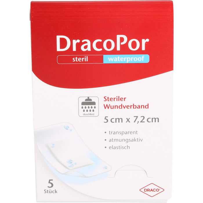 DracoPor waterproof 5 cm x 7,2 cm transparent steriler Wundverband, 5 St. Wundauflagen