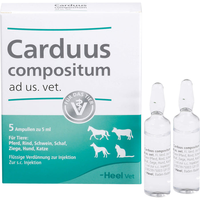 Heel Carduus compositum ad us. vet. flüssige Verdünnung für Pferd, Rind , Schwein, Ziege, Hund und Katze, 5 ml Lösung