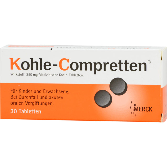 Kohle-Compretten Tabletten bei Durchfall und Vergiftungen, 30 St. Tabletten