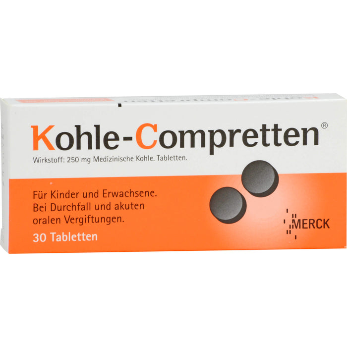 Kohle-Compretten Tabletten bei Durchfall und Vergiftungen, 30 St. Tabletten
