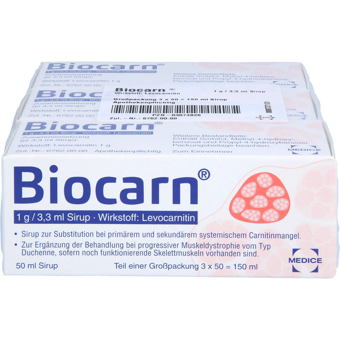 Biocarn 1 g/3,3 ml Sirup bei Carnitinmangel, 150 ml Lösung
