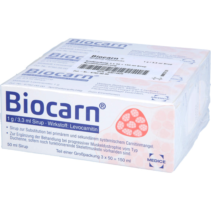 Biocarn 1 g/3,3 ml Sirup bei Carnitinmangel, 150 ml Lösung