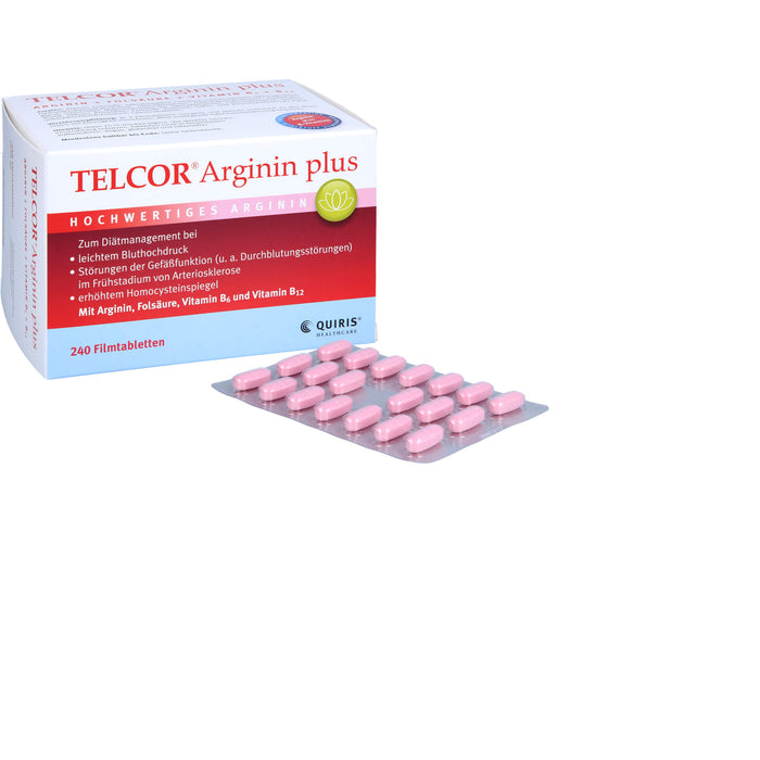 TELCOR Arginin plus Filmtabletten bei leichtem Bluthochdruck und Störungen der Gefäßfunktion, 240 St. Tabletten