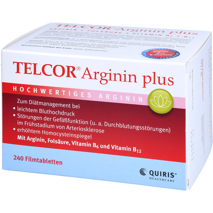 TELCOR Arginin plus Filmtabletten bei leichtem Bluthochdruck und Störungen der Gefäßfunktion, 240 St. Tabletten