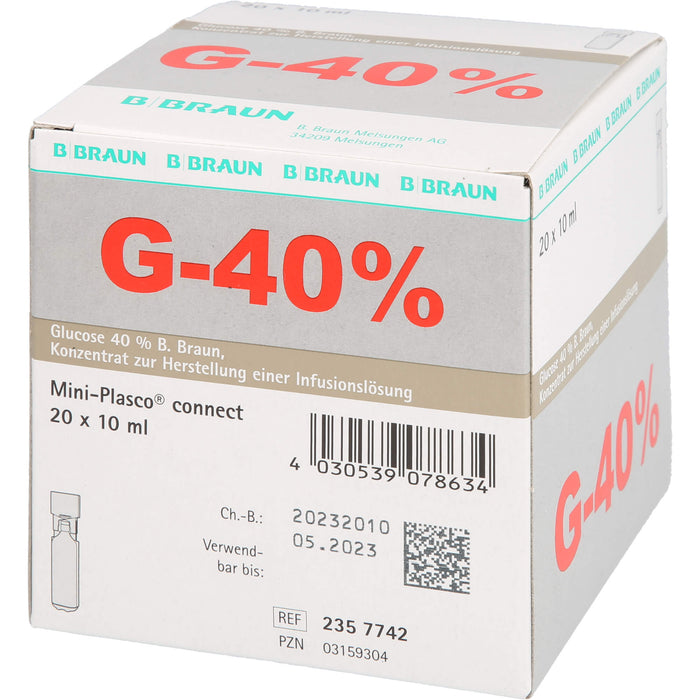B. BRAUN Glucose 40% Konzentrat zur Herstellung einer Infusionslösung, 200 ml Lösung