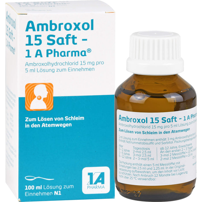 Ambroxol 15 Saft - 1A Pharma Schleimlöser, 100 ml Lösung