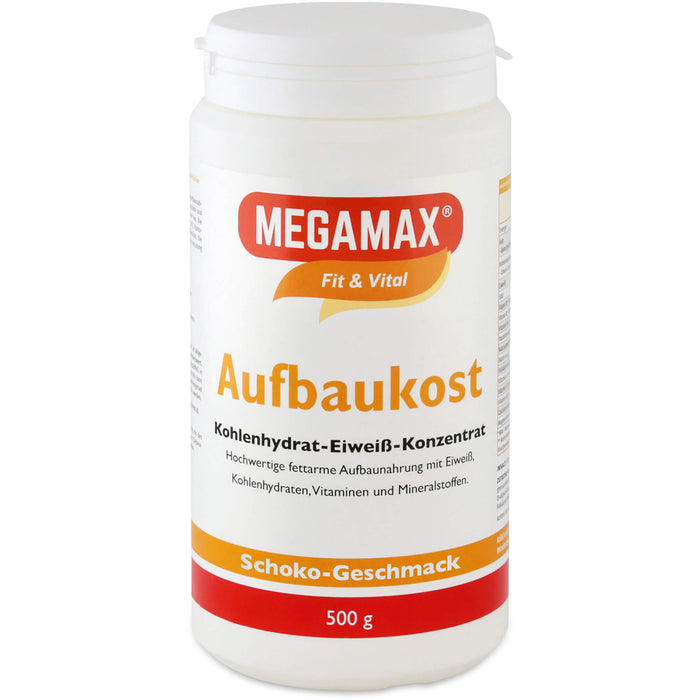 MEGAMAX Aufbaukost Kohlenhydrat-Eiweiß-Konzentrat Schoko-Geschmack, 500 g Pulver