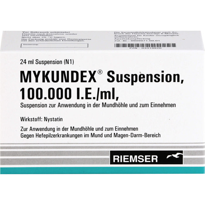 Mykundex Suspension, 100.000 I.E./ml, Suspension zur Anwendung in der Mundhöhle und zum Einnehmen, 24 ml Lösung