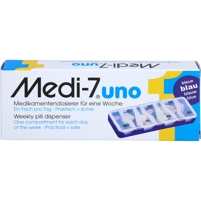 Medi-7 uno Medikamentendosierer für eine Woche blau, 1 St. Behältnis