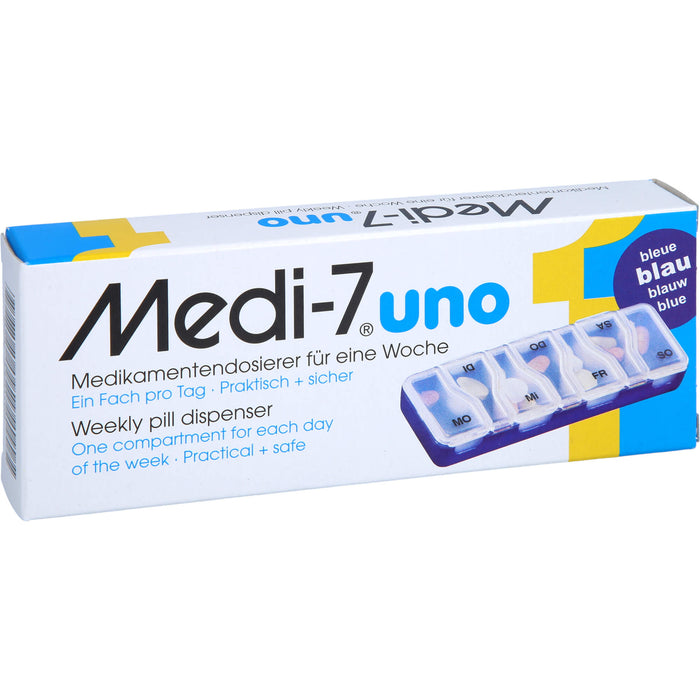 Medi-7 uno Medikamentendosierer für eine Woche blau, 1 St. Behältnis