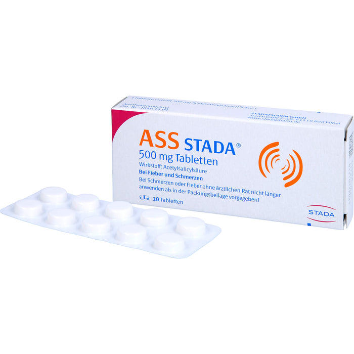 ASS STADA 500 mg Tabletten bei Fieber und Schmerzen, 10 St. Tabletten