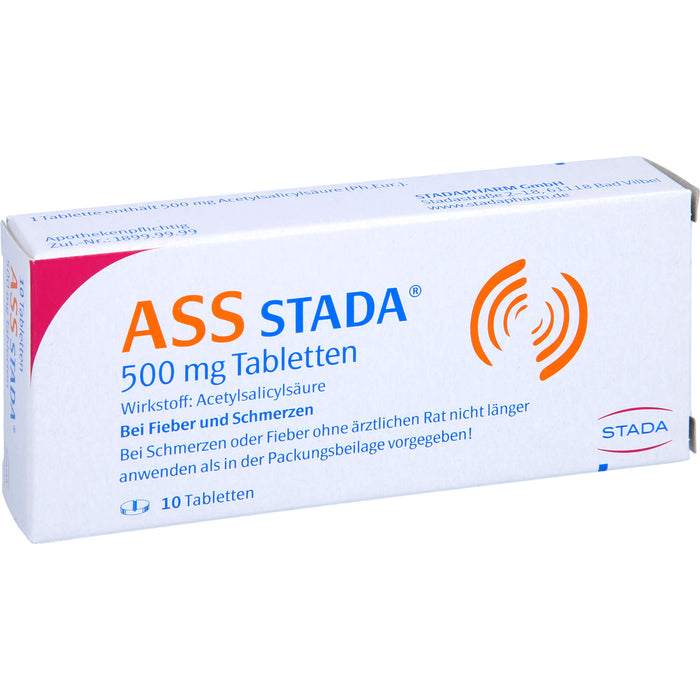 ASS STADA 500 mg Tabletten bei Fieber und Schmerzen, 10 St. Tabletten