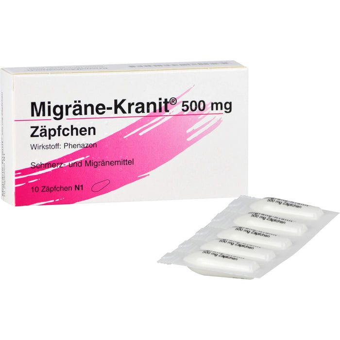 Migräne-Kranit 500 mg Zäpfchen Schmerz- und Migränemittel, 10 St. Zäpfchen