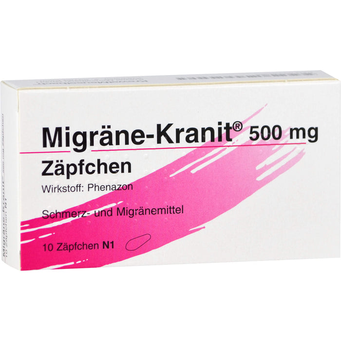 Migräne-Kranit 500 mg Zäpfchen Schmerz- und Migränemittel, 10 St. Zäpfchen
