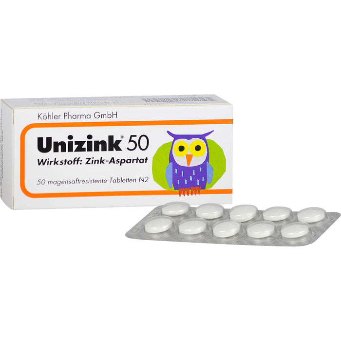 Unizink 50 mg magensaftresistente Tabletten, 50 St. Tabletten