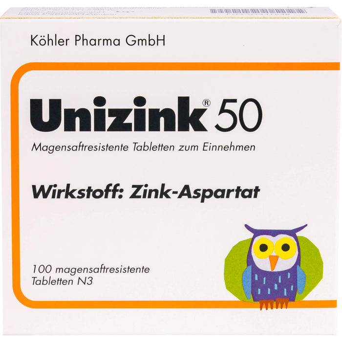 Unizink 50 mg magensaftresistente Tabletten, 100 St. Tabletten