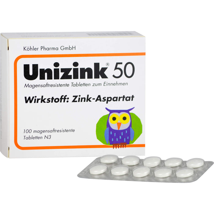 Unizink 50 mg magensaftresistente Tabletten, 100 St. Tabletten