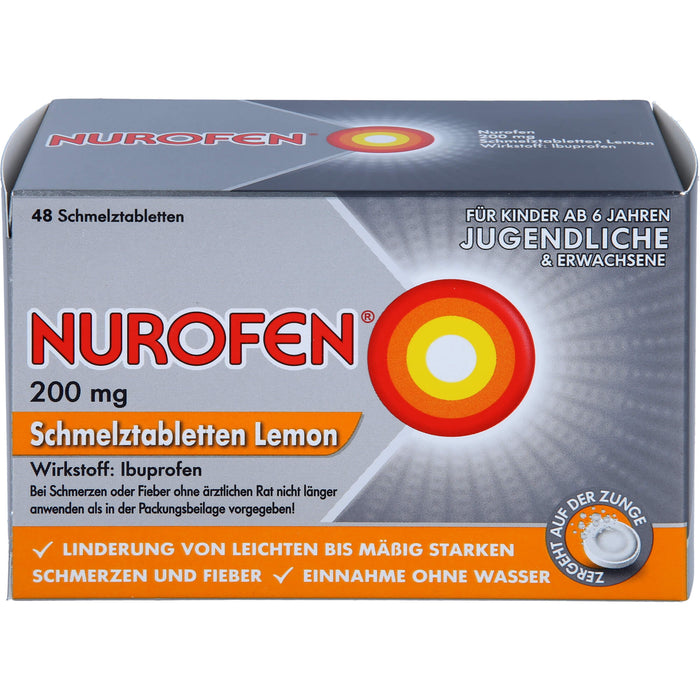 Nurofen Schmelztabletten Lemon bei Kopfschmerzen ab 6 Jahren 200mg, 48 St. Tabletten