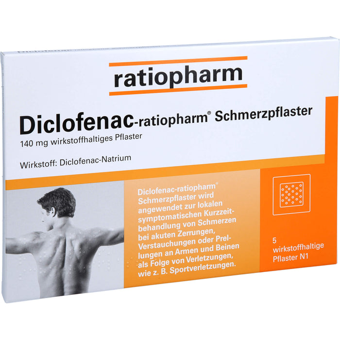 Diclofenac-ratiopharm Schmerzpflaster, 140 mg wirkstoffhaltiges Pflaster, 5 St. Pflaster