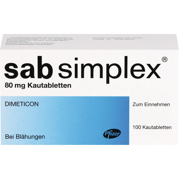sab simplex 80 mg Kautabletten bei Blähungen, 100 St. Tabletten