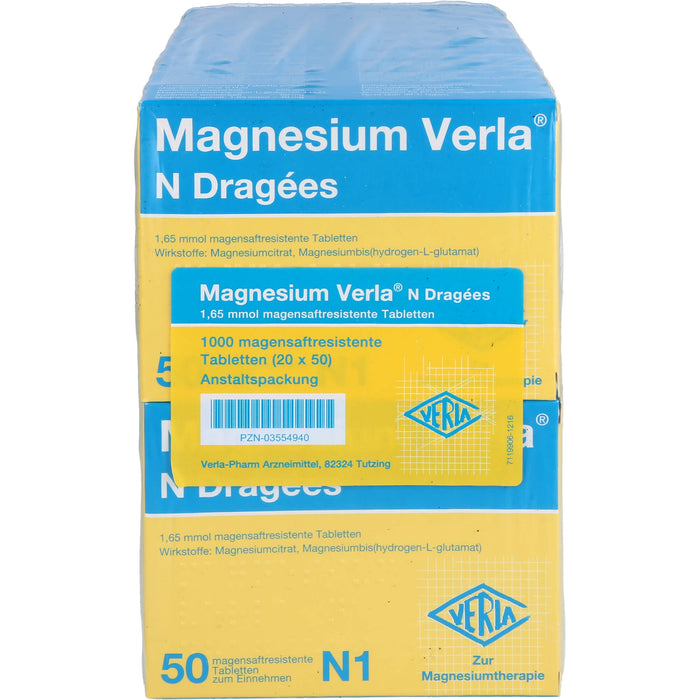 Magnesium Verla N Dragées, magensaftresistente Tbl., 20X50 St TMR