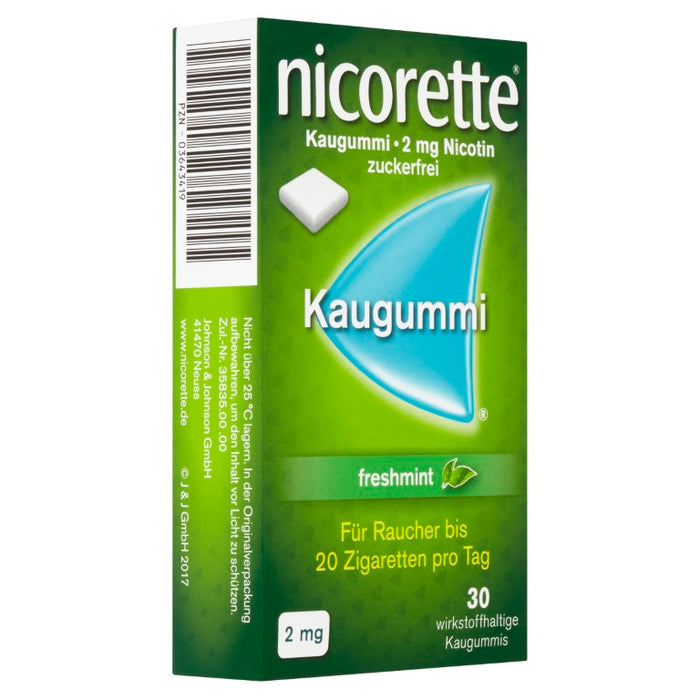 nicorette Kaugummi 2 mg Nicotin zuckerfrei freshmint, 30 St. Kaugummi