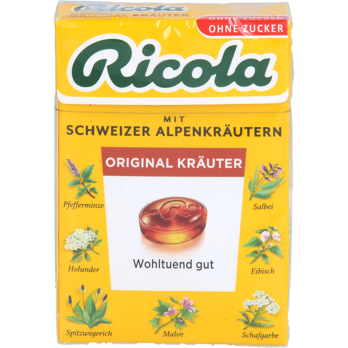 Ricola Schweizer Kräuterbonbons Box Kräuter Original zuckerfrei, 50 g Bonbons