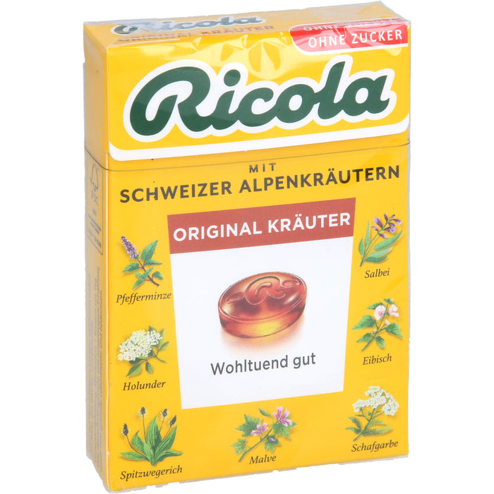 Ricola Schweizer Kräuterbonbons Box Kräuter Original zuckerfrei, 50 g Bonbons