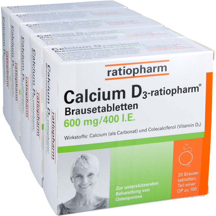 Calcium D3-ratiopharm Brausetabletten bei Osteoporose, 100 St. Tabletten