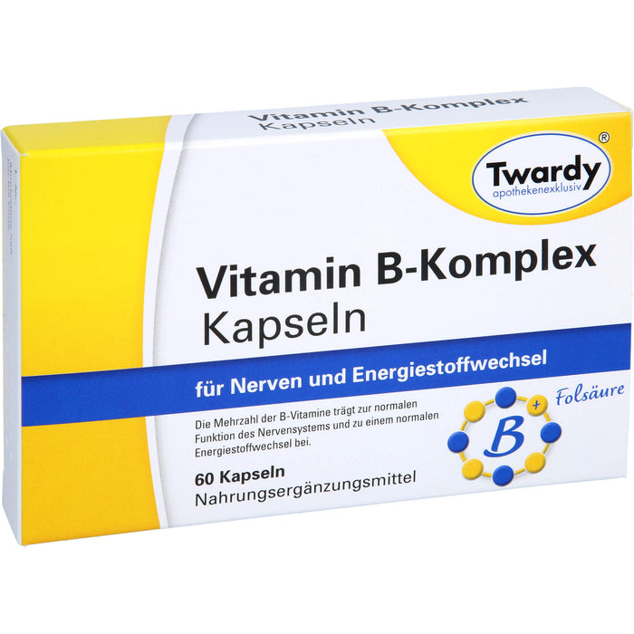 Twardy Vitamin B-Komplex Kapseln für Nerven und Energiestoffwechsel, 60 St. Kapseln