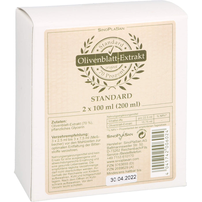 SinoPlaSan Olivenblatt-Extrakt Standard Doppelpack, 200 ml Lösung