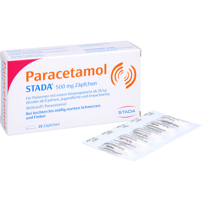 Paracetamol STADA 500 mg Zäpfchen bei Schmerzen und Fieber, 10 St. Zäpfchen