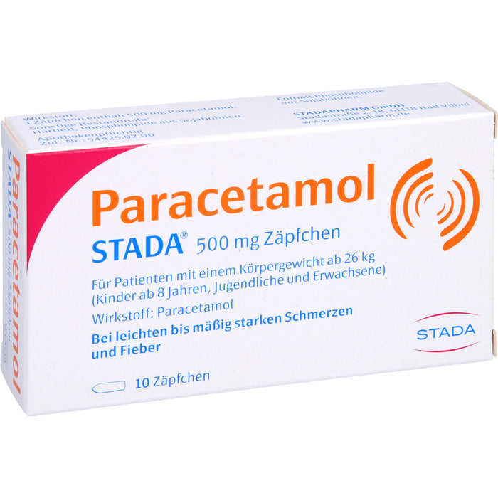 Paracetamol STADA 500 mg Zäpfchen bei Schmerzen und Fieber, 10 St. Zäpfchen
