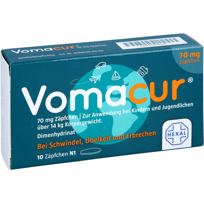 Vomacur 70 mg Zäpfchen, 10 St. Zäpfchen