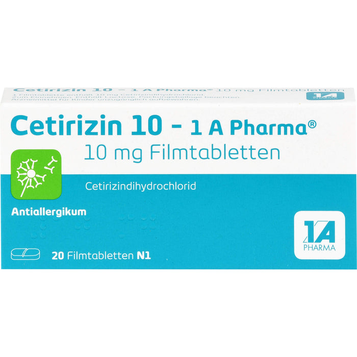 Cetirizin 10 - 1 A Pharma Filmtabletten Antiallergikum, 20 St. Tabletten