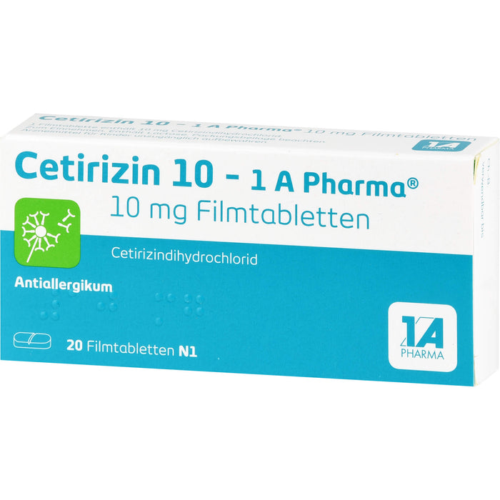 Cetirizin 10 - 1 A Pharma Filmtabletten Antiallergikum, 20 St. Tabletten