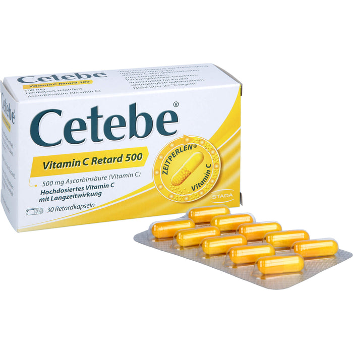 Cetebe Vitamin C Retard 500 Hartkapseln, 30 St. Kapseln